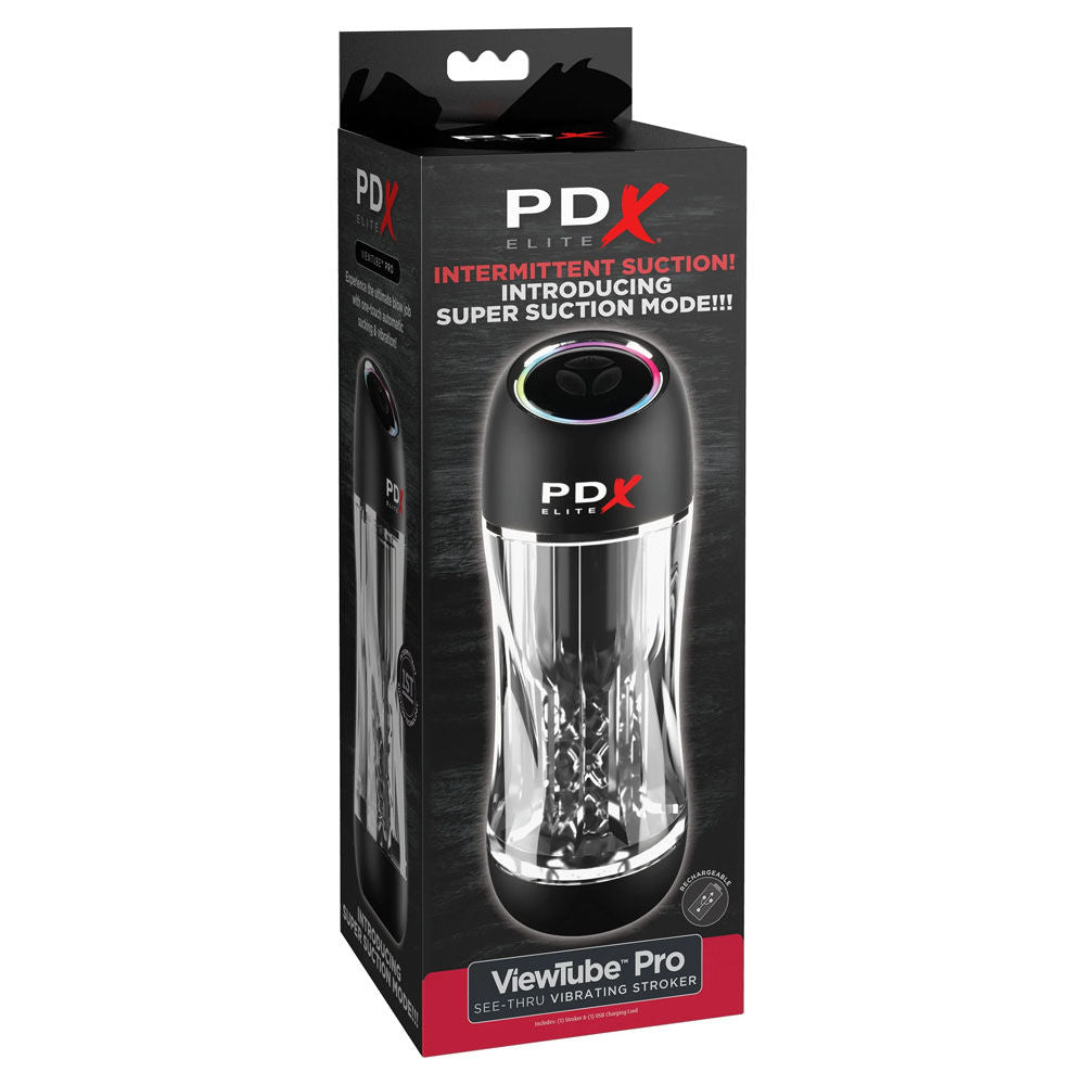 Side view of the packaging for the PDX Elite vibrating male masturbator, on a clean white background | Flirty Bay adult store Perth
